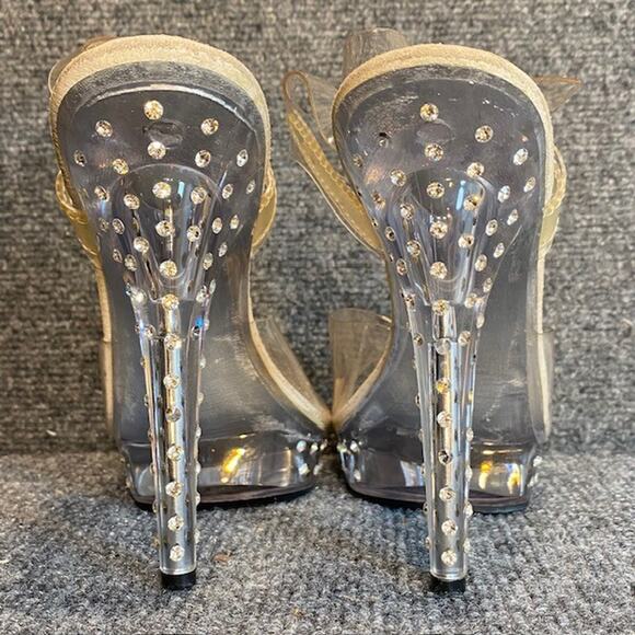 Pleaser Fabulicious Clear Womens 10 Platform Heels Body Building NPC Rhinestone - Picture 3 of 8
